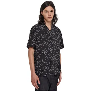 Urban Classics Herren Hemd Viscose AOP Resort Shirt, lässiges Hemd für Männer, mit floralem Print, blackflower, L