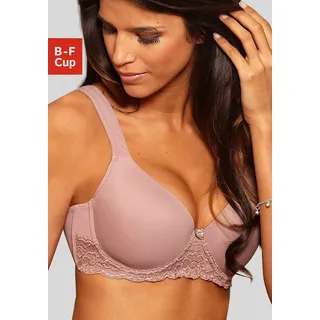 Schalen-BH LASCANA, Damen, Gr. 95, Cup F, lila (mauve), Microtouch, Obermaterial: 85% Polyamid, 15% Elasthan, BHs Schalen-BH, mit Bügel, nahtlos vorgeformte Cups, Spitzendetails, Dessous, Topseller