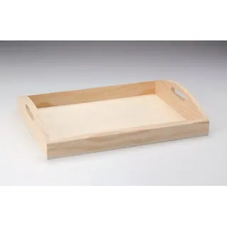 GLOREX Holz-Serviertablett, Natur, 36 x 28 x 7 cm, 6 1685 013