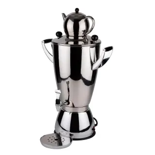 APS Samowar, Teekocher, 3-teiliges Set, Ideal für den täglichen Gebrauch für unwiderstehlichen und frisch gebrühtem Tee, 1 Set = 1 Samowar 12 Liter, 1 Teekanne 1,3 Liter, 1 Tropfschale