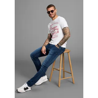 AJC T-Shirt Kurzarm, schmale Passform, im Vintage-Design, weiß