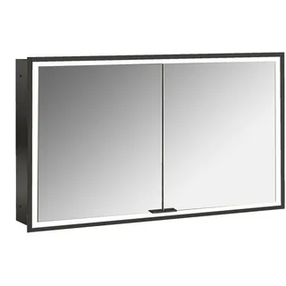 emco prime Lichtspiegelschrank, 1200 mm, 2 Türen, Unterputzmodell, 949713594, Farbe: schwarz/spiegel