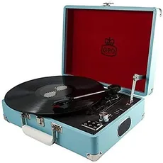 GPO ATTACHEBLU Koffer-Plattenspieler mit eingebauten Lautsprechern blau