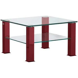 Xxxl Couchtisch , Weinrot , Metall, Glas , quadratisch , eckig , 75x42.5x75 cm , Wohnzimmer, Wohnzimmertische, Couchtische, Couchtische Glas