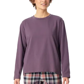 Schiesser Damen Schlafshirt Langarm Baumwolle - Mix + Relax, Malve_182103, 36
