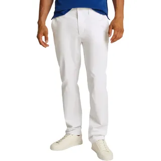 Tommy Hilfiger Herren Chino Hose Denton Satin Straight Fit, Weiß (Th Optic White), 36W/28L