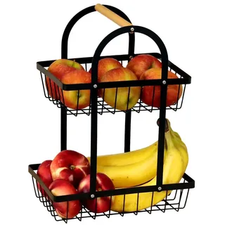DECCARO Obstkorb Etagere, 2-stöckig, schwarz, klein