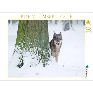 CALVENDO Puzzle Wolf im Winter 1000 Teile Puzzle quer | Lege-Größe cm Foto-Puzzle für glückliche Stunden