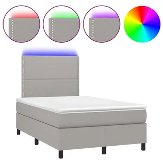 vidaXL Boxspringbett mit Matratze & LED Hellgrau 120x200 cm Stoff - Grau