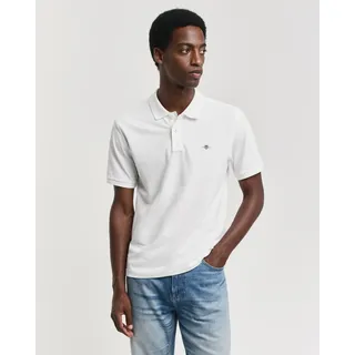 Poloshirt GANT "REG EMB ARCHIVE SHIELD POLO", Herren, Gr. 4XL, weiß, Web, Obermaterial: 100% Baumwolle, unifarben, regular fit normal, Rundhals, eingesetzt,Ärmel ohne Ärmelschlitz angesetztes Bündchen, Shirts Poloshirt, Mit Schlitzen an der Seite