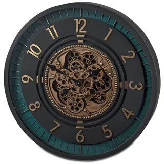 Formano Wanduhr mit Beweglichen Zahnrädern 66 cm Metall Clock Antik-Style