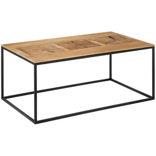 Johann Jakob Couchtisch , Schwarz, Eichefarben , Holz, Metall , Wildeiche , massiv, Hartholz , rechteckig , eckig, Flachrohr , 60x41.5x100 cm , einfacher Aufbau , Holzmöbel, Holztische, Wohnzimmertische Holz, Couchtische Holz