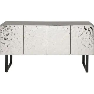 Kare Design Sideboard Carino, Silber/Schwarz, Chrom, Schrank, Aufbewahrung, Ablage, Push-to-Open, mit 4 Türen, Holz Korpus, Stahl Verkleidung, Wohnzimmer