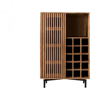 Kawola Weinschrank Loja Braun Akazie , Braun, Schwarz , Metall , 3 Fächer , Rechteckig , 80x122x43 cm , Weinregale