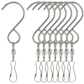SOFPLATE 1 Box Mit 12 Windspiel Drehhaken Drehclip Aufhängehaken 360 Grad Doppelt Drehbar S Haken Windsack Aus Edelstahl Kristalldreher Für Windspiele Sonnenfänger Gartenglocken