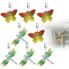 com-four® 8X Tischdeckenbeschwerer - Tischtuchgewichte in Form von Libellen und Schmetterlingen - Tischtuchklammer - jeweils ca. 35g - Tischdeckenklammern (rot + grün)