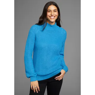 Laura Scott Strickpullover aus Grobstrick mit Stehkragen, blau