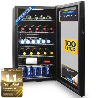 Sommertal Weinkühlschrank Gk100 , Schwarz , Metall , 85 cm , Barzubehör & Weinzubehör, Barzubehör