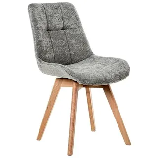 Set mit 4 Stühlen aus Holz und Stoff, gepolstert in Grau, Füße in Natur, 52 x 62 x 90 cm