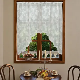 BSITSSS Schmetterling Spitze Scheibengardinen, Scheibengardine 150 * 100CM, Scheibengardinen Modern, Kurzgardinen Retro Transparentgardine, Küchen Gardinen für Café, Küche, Schlafzimmer, 1 Stück