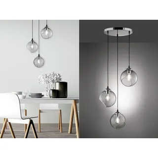 Designer LED Pendelleuchte Lampenschirme Kugelform Ø35m aus Rauchglas 3 flammig