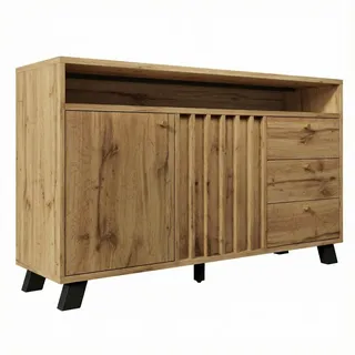 Urban Meuble Sideboard 120cm in Dunkler Eiche , Sonoma Eiche , Holzwerkstoff , 3 Schubladen , Rechteckig , 120x85x40 cm , Kleinmöbel, Kommoden, Sideboards