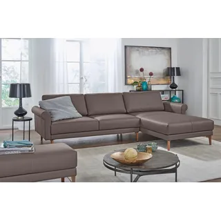 Creation BY ROLF BENZ Ecksofa »CR.450, Designecksofa, L-Form« Armlehne Schnecke modern Landhaus, Breite 262 cm, Fuß Nussbaum, beige