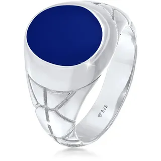 Siegelring KUZZOI "Ring Basic Herren Siegelring Oval Emaille 925er Silber" Gr. 56, silber, Fingerringe, Herren, 56, ohne Stein, Silber 925 (Sterlingsilber), 11mm, Siegelring
