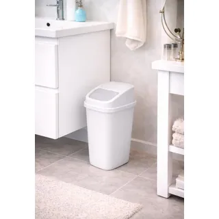 Waste Bin Mülleimer Kosmetikeimer Bad Schwingdeckel 10L Weiß - Weiß