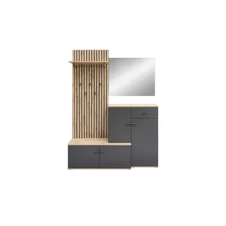 Stella Trading Xora Garderobe 148x199x38 cm Anthrazit Eiche Artisan