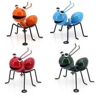 Hensych 4Stück Garten Kunst Metall Skulptur Ameisen,Ornamente Ameise,Ornament Bunte Nette Insekt Für Hängende Wand Garten Rasen Decor Indoor Outdoor(Gelb+Rot+Blau+Grün)
