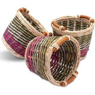 Decorasian Korb geflochten klein – Kleines Körbchen aus Rattan – Kleiner Korb zur Aufbewahrung und zum Basteln – Heißluftballon Geschenk – 3 Stück im Set