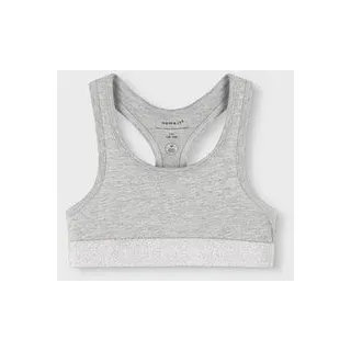 NAME IT Bustier NAME IT "NKFSHORT – Bralette im 2er-Set mit Ringerrücken", Mädchen, Gr. 122/128, N-Gr, pink (barely pink), Jersey, Graumeliert (Obermaterial): 85% Baumwolle, 10% Viskose, 5% Elasthan.