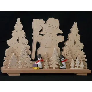 Schwibbogen el. Beleuchtet mit Schneemänner und Geschenke(farbig) b x h= 50x32cm