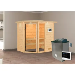 Karibu Jada inkl. 9 kW Ofen + ext. Steuerung + Dachkranz