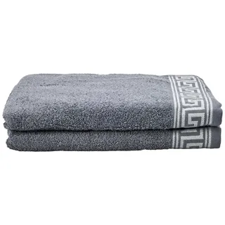 GC GAVENO CAVAILIA Griechisches Badetuch-Set, 2-teilig, ägyptische Baumwolle, schnell trocknend, großes Badetuch, 500 g/m2, Handtuch für Badezimmer, Anthrazit, 80 x 140 cm