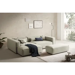 LeGer Home by Lena Gercke »PIARA XXL, L-Form mit Schlaffunktion, Big-Sofa in Cord o. Leinenoptik«, Hocker stellbar zum Schlafsofa (Krokodilverbinder), tiefe Sitzfläche