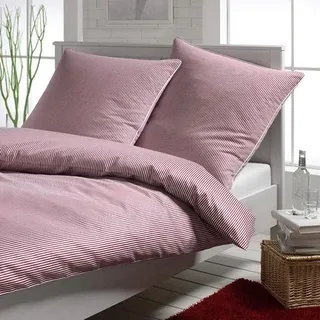 Hamburger Streifen bordeaux 135 x 200 cm + 80 x 80 cm