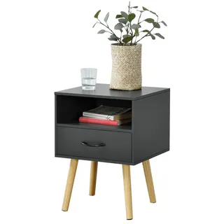[en.casa] Beistelltisch Gävle , Holzwerkstoff, Holz, 1 Schubladen, 42x57x40 cm Wohnzimmer, Wohnzimmertische, Beistelltische
