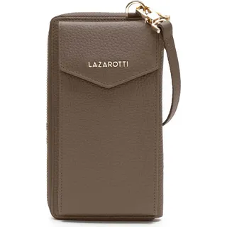 Lazarotti Leder Geldbörse Umhängetasche Bologna Leather Zip Around Wallet With Phone Pocket Taupe braun - Braun
