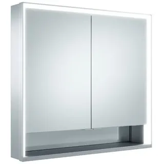 KEUCO Royal Lumos Spiegelschrank Wandvorbau 2-türig, kurze Tür, offenes Ablagefach, 800mm, 14322171301, Ausführung: ohne Dali Steuerung