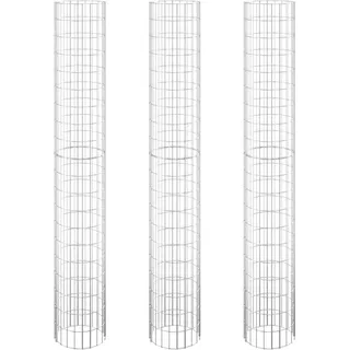 vidaXL Gabionen-Hochbeete 3 Stk. Rund Verzinkter Stahl Ø30x200 cm - Silber