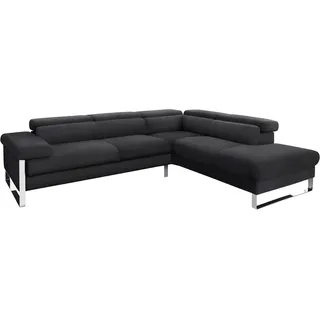 W.SCHILLIG Ecksofa »finn, toller Sitzkomfort, L-Form, hochwertige Verarbeitungsdetails« German Design Award 2016, Fußgestell Chrom glänzend, Breite 281 cm, schwarz