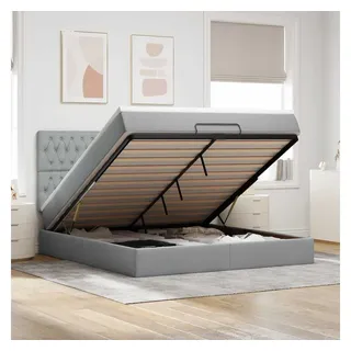vidaXL Ottoman-Bett mit Matratze Hellgrau 180x200 cm Stoff
