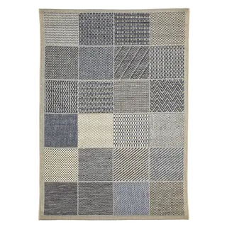 Andiamo In- & Outdoor Teppich wetterfest und wasserdurchlässig Flachgewebe Kurzfloor 120 x 170 cm Beige-blau