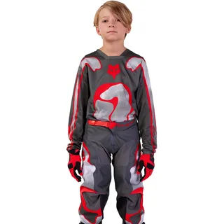 Fox Racing Jungen Jugend 180 Atlas Motocross Trikot, Grau/Rot, L
