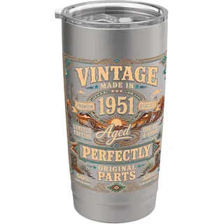 Vintage Made In 1951 Western Birthday Born in 1951 Birthday Doppelwandiger Edelstahl-Thermobecher