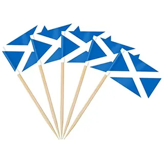 AhfuLife 100 Stück Schottland Zahnstocher Flaggen, Schottische Deko Fahne Klein Mini Zahnstocher für 2026 WM Euro Fussball Party Eurovision Olympische Cupcake Topper Toothpick Cocktail Pub Deko