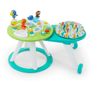 Bright Starts Bright Starts, Around We Go Tropic Cool 2-in-1 Spielstation & Lauflernwagen, Spieletisch mit Lichtern & Musik, 10 Aktivität Spielzeug, motorische Entwicklung, Grün, ab 6 Monaten
