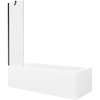 Mexen Vega rechteckige Badewanne 160 x 70 cm mit Verkleidung und 1-flügligem Paravent 50 cm, transparent, schwarz - 550116070X9?